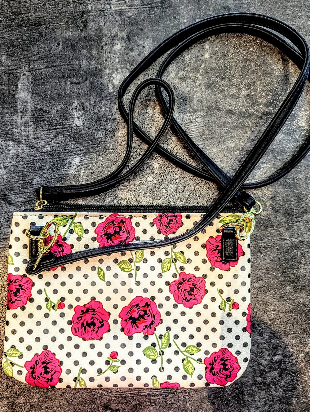 Betsey Johnson Luv Betsey floral polka dot wristlet/crossbody